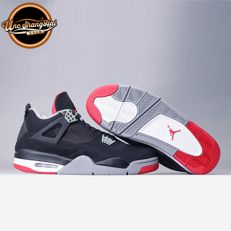 北卡大学 Air jordan 4 Bred AJ4 乔4 黑红元年篮球鞋 308497-089