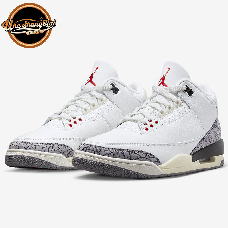北卡大学 Air Jordan 3 AJ3 白水泥 白灰 复古篮球鞋 DN3707-100