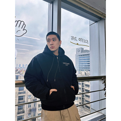 DOGTOWN 26SS美式工装拉链棉服外套水洗胸前LOGO连帽夹克秋冬棉衣