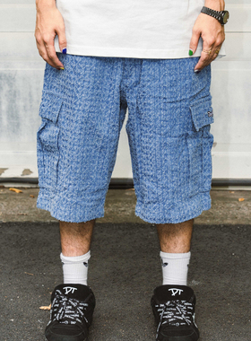 DOGTOWN复古提花全棉侧袋小LOG中裤街头宽松短裤休休闲中裤