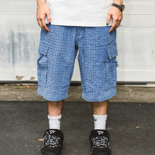 DOGTOWN复古提花全棉侧袋小LOG中裤街头宽松短裤休休闲中裤