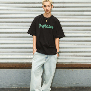 DOGTOWN艺术字体南京印花基础胸前LOGO短袖T恤全棉宽松短袖TEE