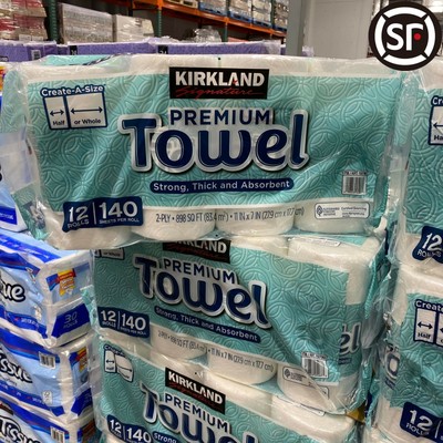 Kirkland厨房专用卷筒纸巾去油污140张X12家用实惠装卫生纸Costco