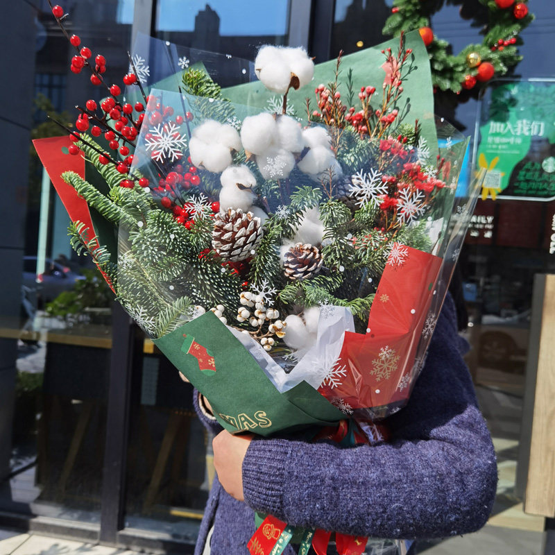 圣诞节鲜花平安夜诺贝松花束平安果礼物上海南京杭州同城速递配送