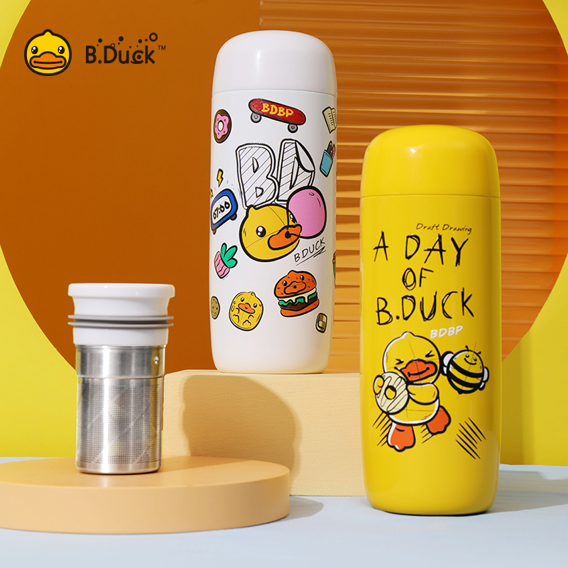 小黄鸭可爱316不锈钢镜面带茶隔