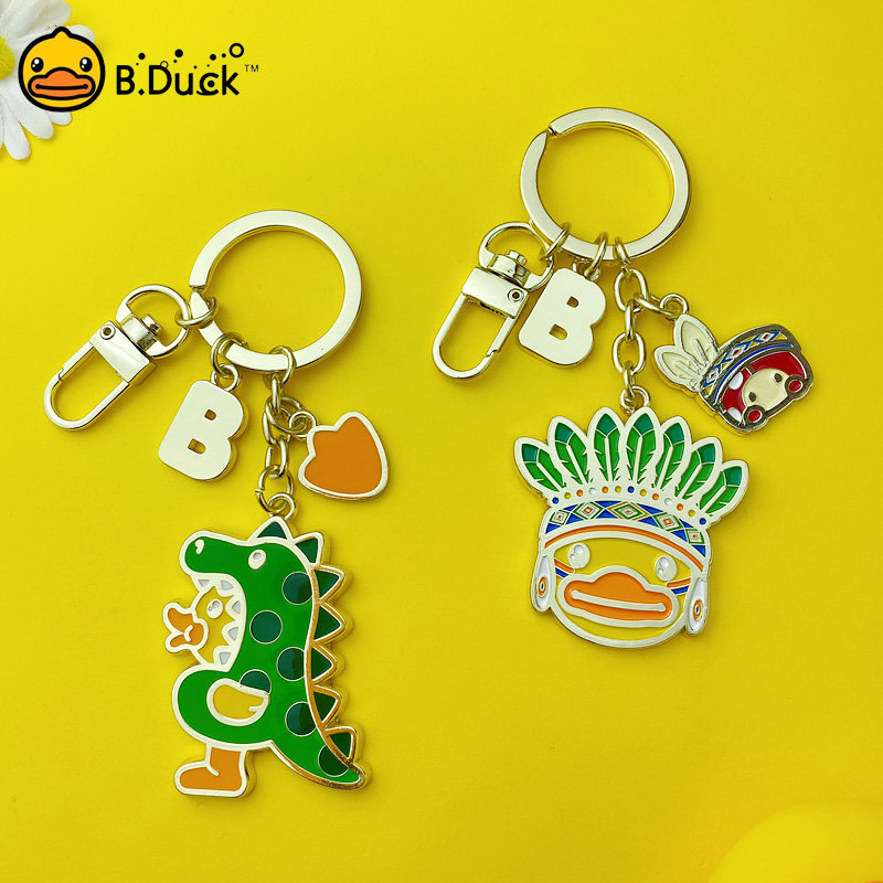 情侣小黄鸭可爱金属钥匙扣包挂件