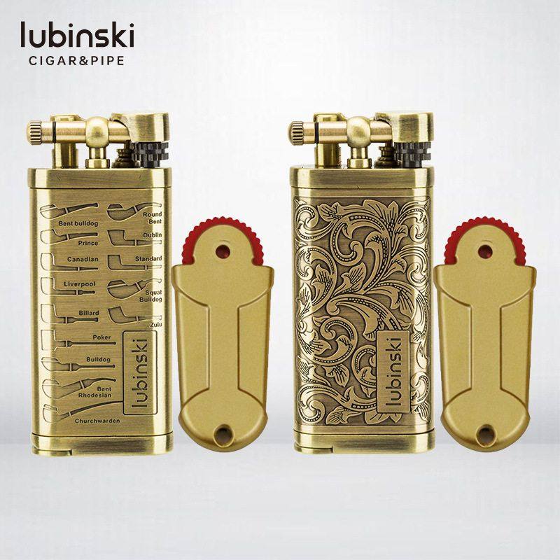 正品LUBINSKI鲁宾斯基烟斗打火机复古砂轮多功能压棒刮刀弯式明火