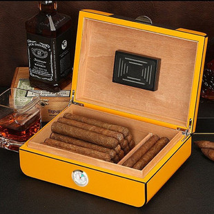 正品GALINER迦莱纳雪松木烟盒烤漆雪茄盒大容量配工具雪茄保湿盒