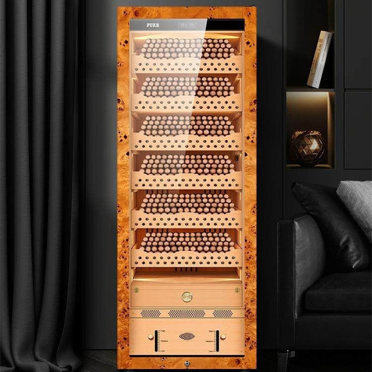 正品FUKE富客雪茄柜嵌入式智能恒温恒湿家用西班牙雪松木保湿烟柜