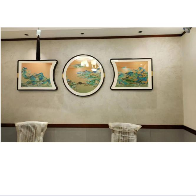 刺绣三联画客厅背景墙葫芦装饰画带框成品挂画千里江山牡丹葫芦图片
