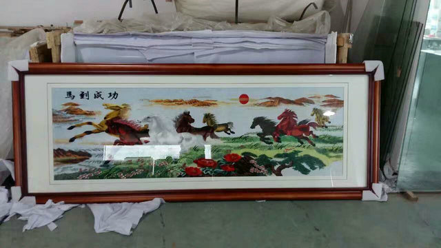 苏州刺绣手工马到成功八骏图德丰