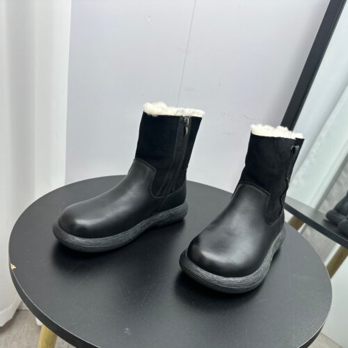 工厂断码真皮女鞋冬季新款日常舒适圆头百搭羊毛保暖牛皮雪地靴
