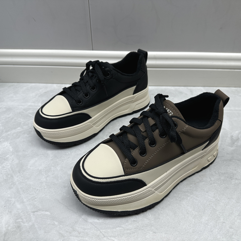 工厂断码女鞋冬季新款日常休闲舒适圆头系带厚底轻便保暖女棉鞋