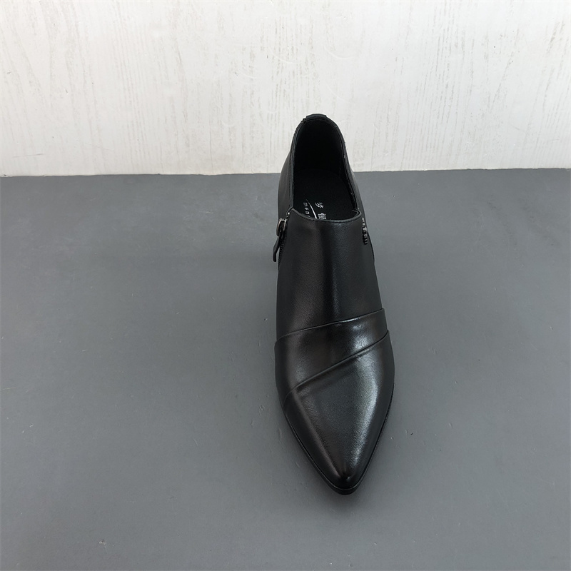 工厂断码真皮女鞋秋季新款时尚舒适尖头高跟侧拉链日常牛皮女单鞋