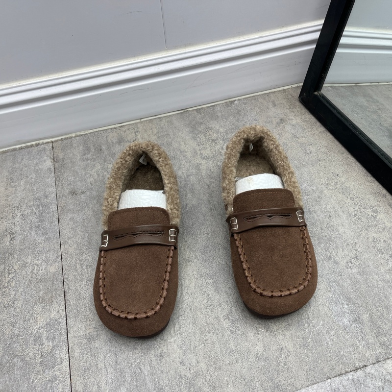 工厂断码真皮女鞋冬季新款时尚舒适圆头平底百搭保暖磨砂皮女棉鞋