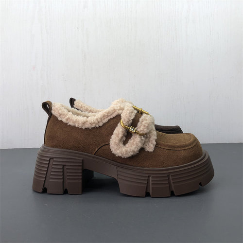 工厂断码女鞋冬季新款时尚舒适厚底增高圆头粗跟加绒保暖女棉鞋