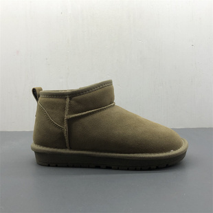 工厂断码真皮女鞋冬季新款日常舒适圆头套筒平底保暖磨砂皮雪地靴