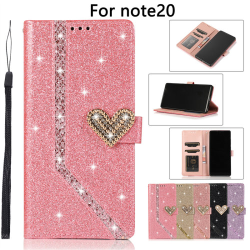 适用于三星note20手机壳闪粉可爱女款note20ultra保护套个性皮套