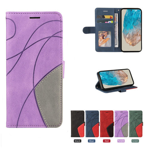 适用于三星Galaxy A20/A30/M10S/A40手机套保护套翻盖皮套软硅胶全包边外壳防摔插卡支架男女款搭扣拼接双色