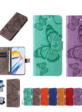 适用于三星Galaxy Note4手机套压花蝴蝶电话保护套翻盖式皮套软硅胶外壳全包边防摔插卡支架男女款简约时尚