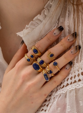 欧美复古戒指中古感钛钢