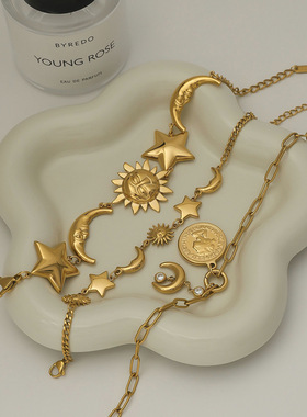 欧美18k金不锈钢星星手链