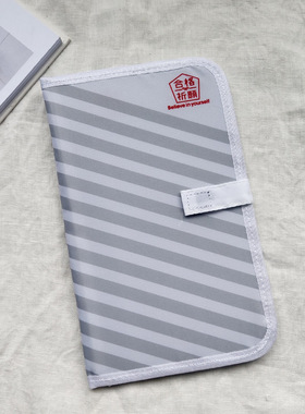 日式佛系素雅灰色条纹大号手帐包票据包证件收纳包简约手拿包包