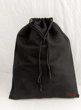 外单黑色棉布鞋子收纳袋防尘透气抽绳束口袋学生宿舍整理鞋袋子