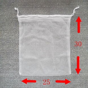 白色抽绳网兜束口收纳袋拉绳超市水果蔬菜镂空网纱袋玩具收纳袋