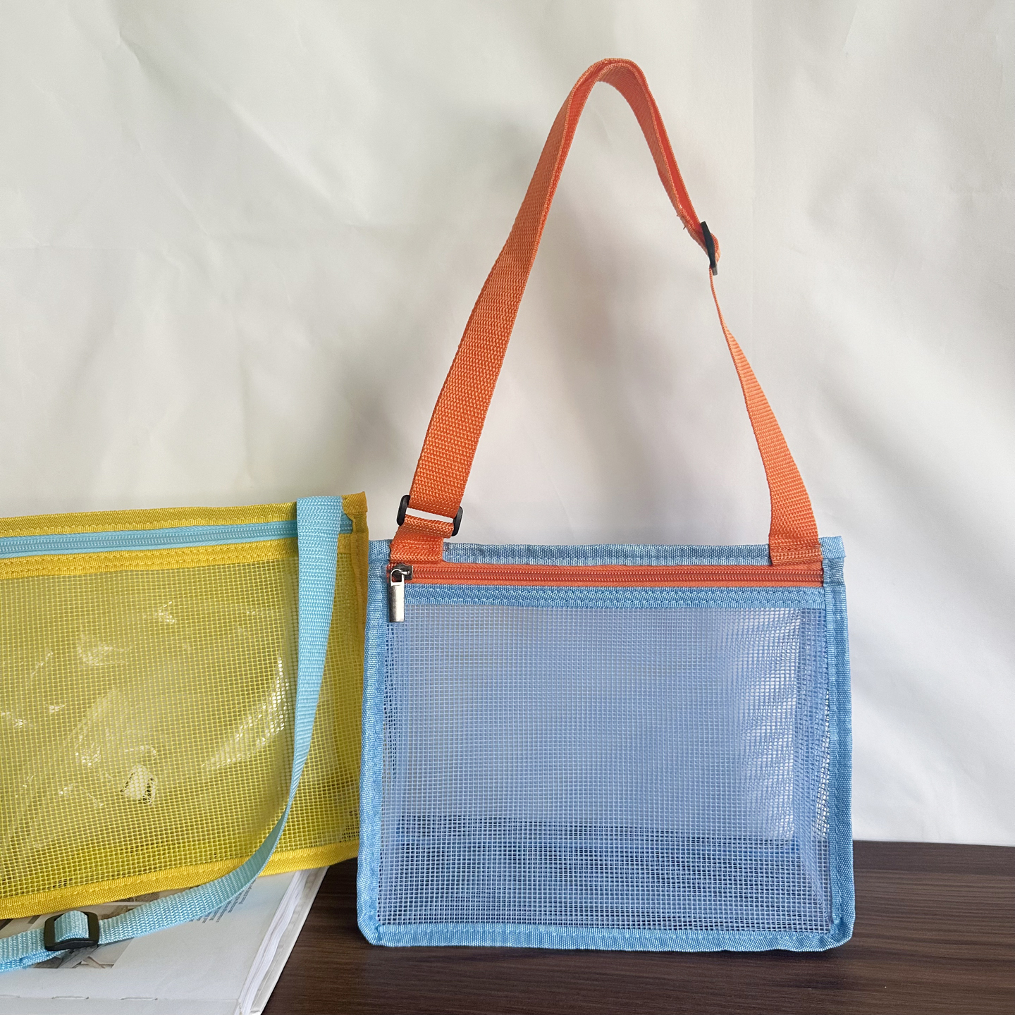 便携镂空网袋网兜收纳袋户外沙滩游泳儿童玩具装零食整理袋手提包