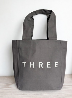 日韩灰色帆布包字母风托特包学生大容量休闲课本单肩包包男女收纳