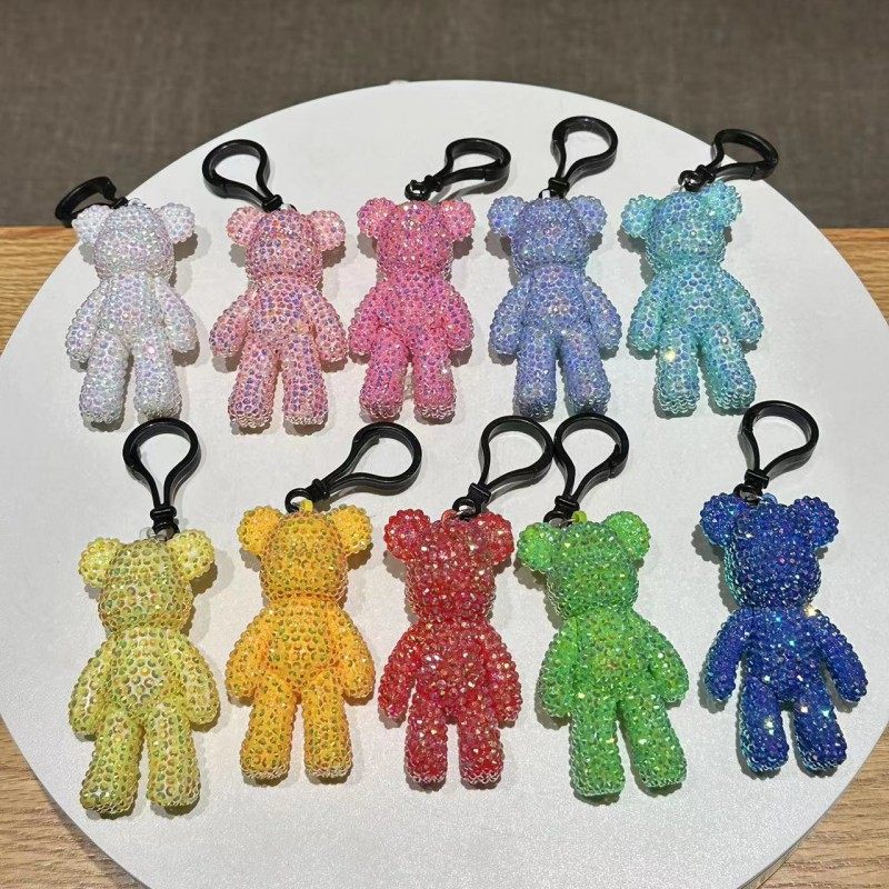 7厘米粘钻小熊挂件diy手工贴钻熊公仔大熊包挂钥匙扣暴力熊钥匙链