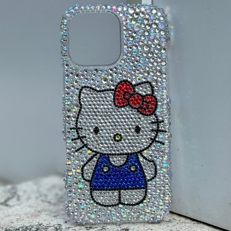 苹果17Promax手工贴钻DIY手机壳14带钻镶钻网红16立体KT猫13iPhone12131415proXSMax手机壳