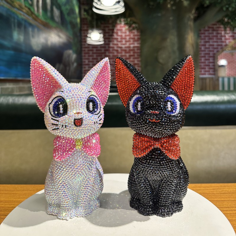 吉吉猫手工DIY贴钻存钱罐硬币零钱罐招财猫储蓄罐店铺小猫咪摆件