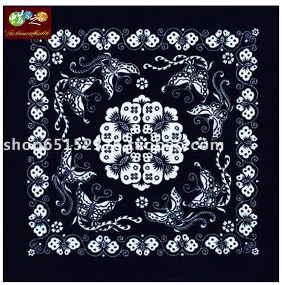 蜡染桌布 苗族蜡染 蜡染画 壁挂 台布 方桌布 蝴蝶花 115*115cm