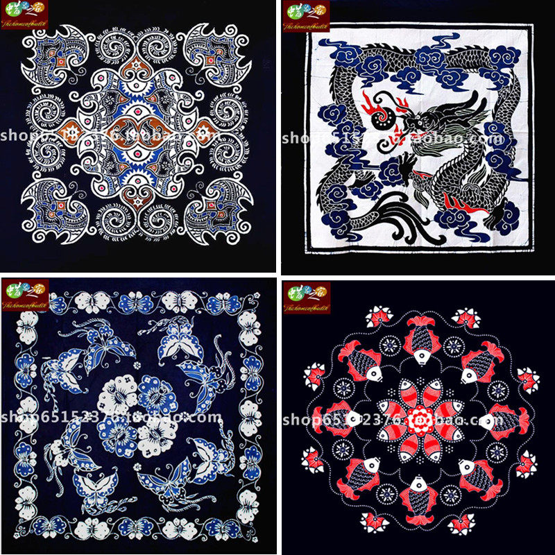 精品蜡染桌布 贵州苗族蜡染 蜡染装饰壁挂 桌布 方桌布 115*115CM