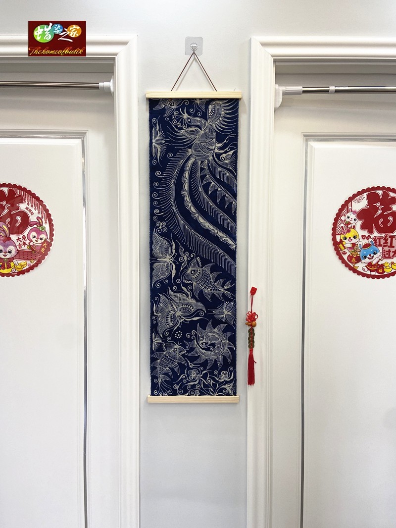 蜡染装饰挂画 手绘纯植物染图腾图案 民宿酒店装修装饰 旅游纪念图片