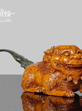 NewBee石楠木烟斗手工雕刻狻猊实木龙斗老式传统过滤专用男士烟具