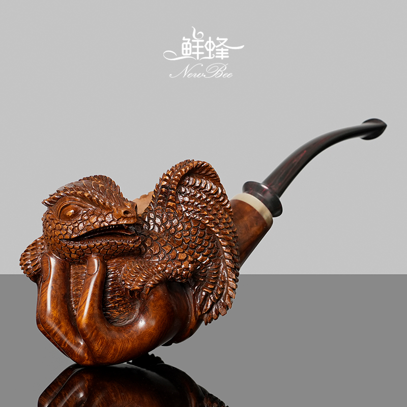 NewBee石楠木烟斗实木手工雕刻飞天龙蜥蜴斗传统老式男士专用具