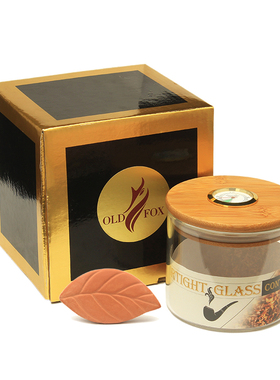 烟斗草保湿罐新款玻璃密封盒防潮保湿竹子盖送陶土保湿片带湿度计