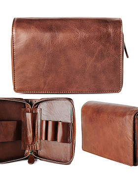 OLDFOX真皮烟斗包多功能便携收纳烟草袋男士手工具复古雪茄包配件