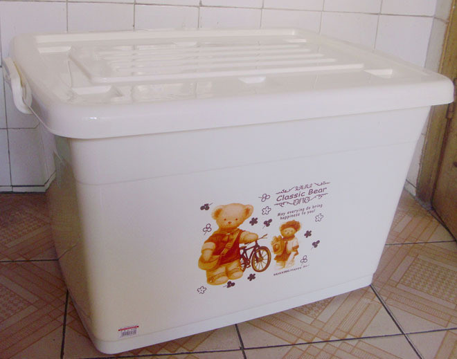 禧天龙塑料米黄色整理箱现货