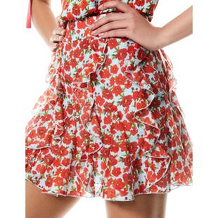 原298纯元 少女感高腰半裙女丝绵荷叶边 小众捡漏碎花半身裙1L法式