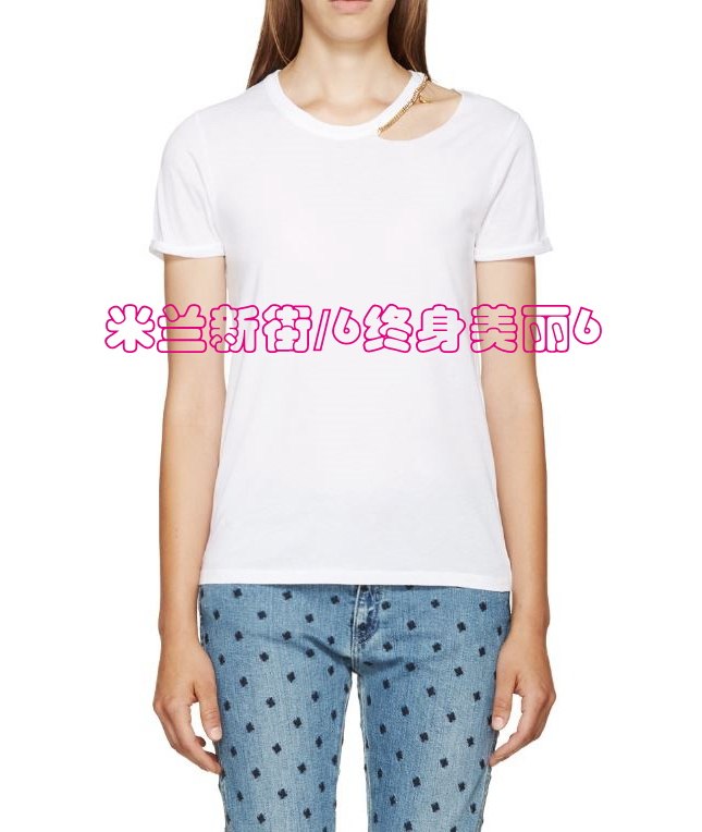 原268秒杀价限量款设计感肩部镂空链条T恤女短袖圆领