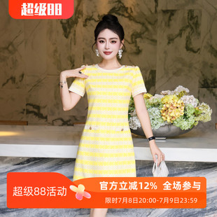 夏季 溫柔高知小個子條紋巨好看小眾連衣裙 2025新款 黃色裙子女裝