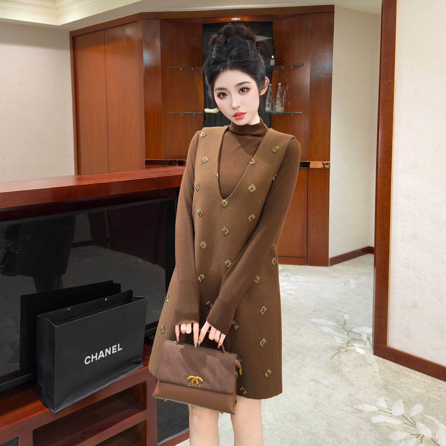 小香风贵气千金套装女装2026新款秋冬季两件套毛衣马甲裙休闲套装,女装/女士精品,时尚套装,淘宝优惠券,粉丝福利购,淘宝优惠卷