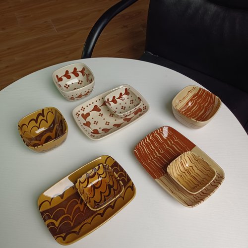 日单 咖啡拉花陶瓷小食盘 釉下彩甜品套装下午茶点下盘 套装包邮