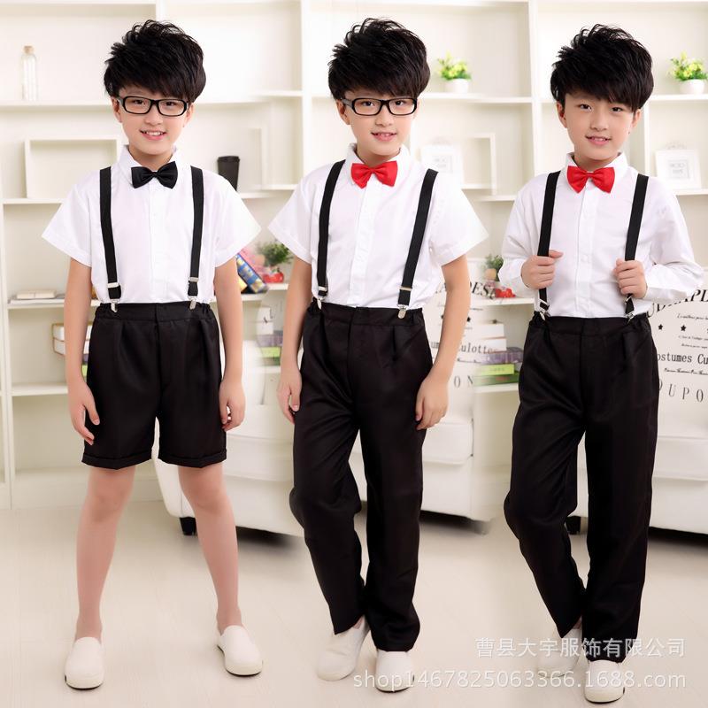 儿童演出服大合唱服女童幼儿园毕业服背带裤表演服小学生男童夏季