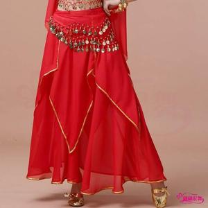 成人女印度舞蹈表演出服装新疆舞民族舞肚皮舞裙子雪纺金边四片裙