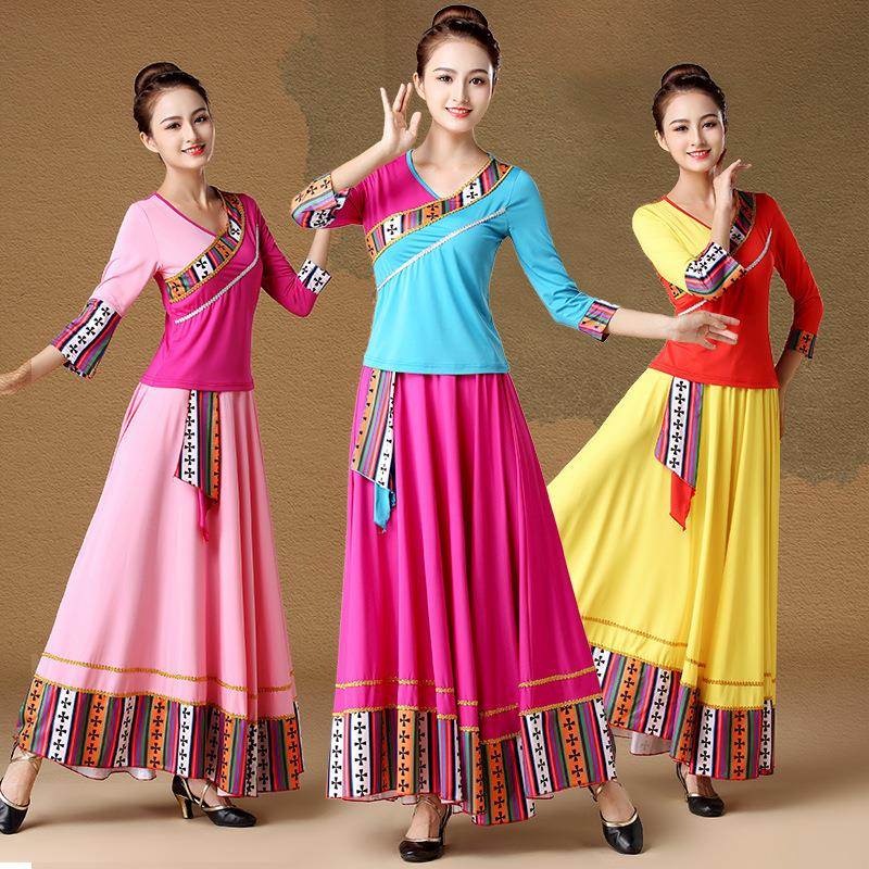 秋款广场舞服春秋民族风新款套装女藏族团队表演舞服两件套装